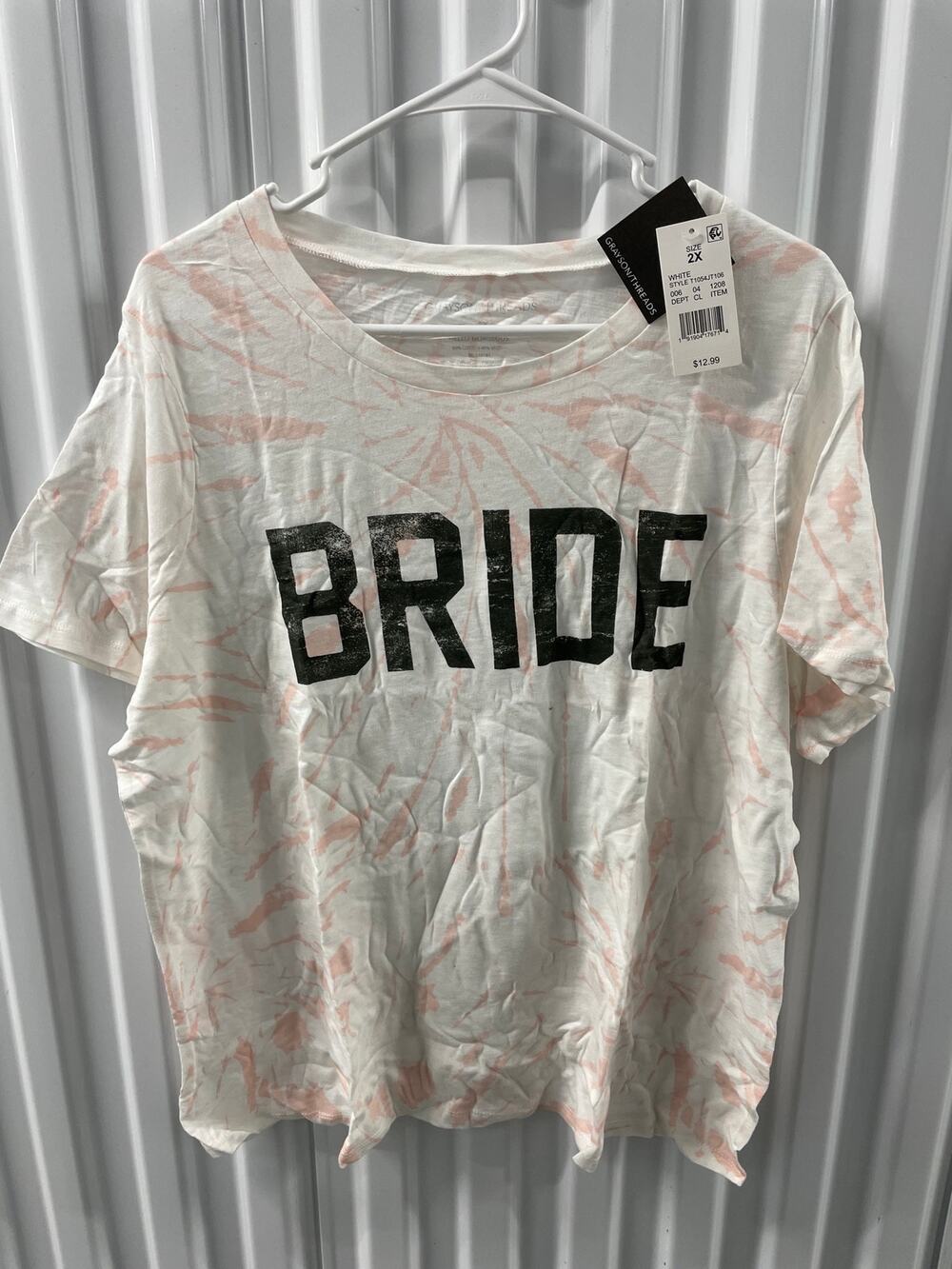 Grayson Threads Women’s Pink Tie-Dye “BRIDE T-Shirt size 2X